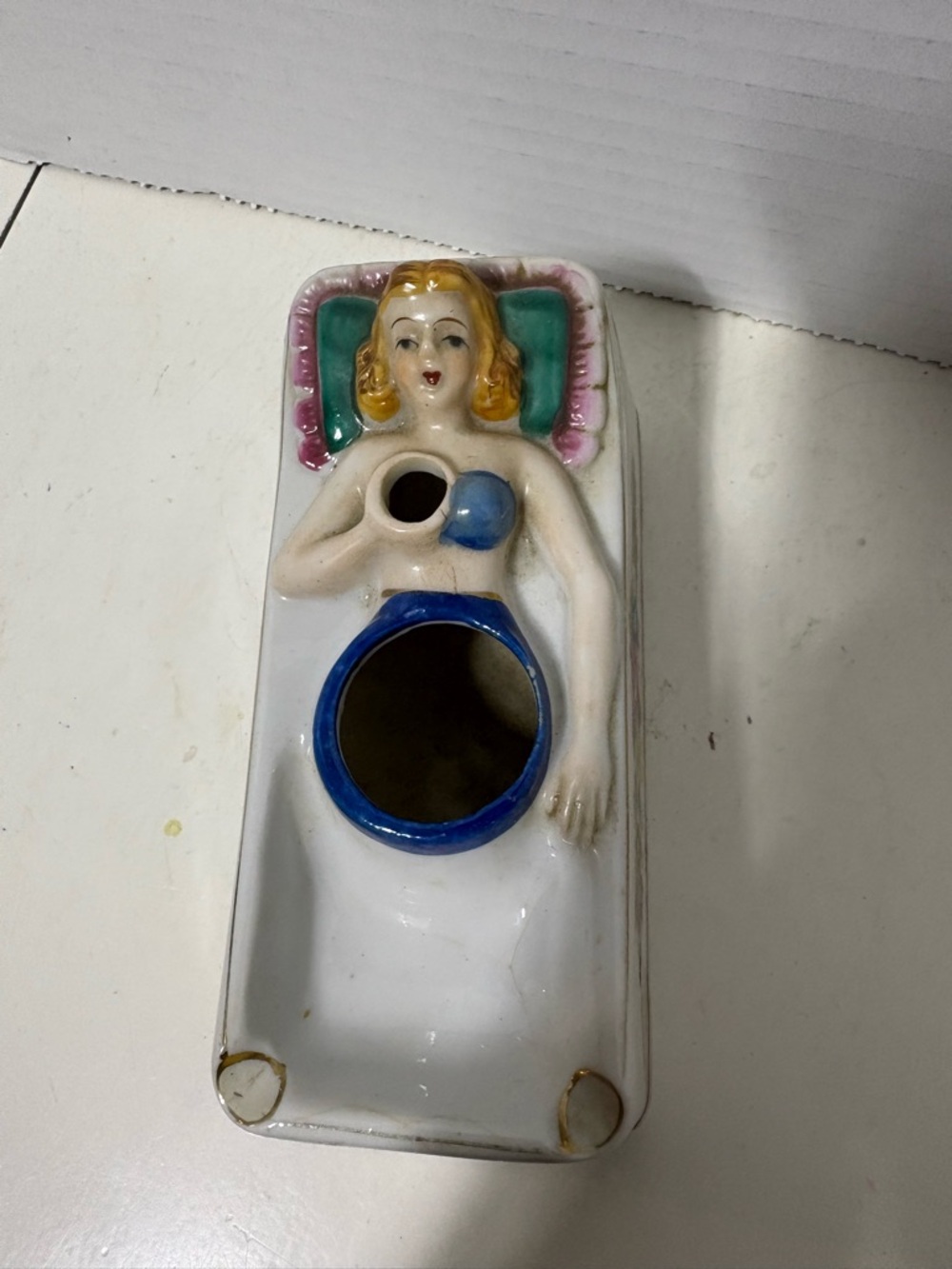 Vintage Naughty Nodder Ashtray Blonde Lady Beauty  Patent TT